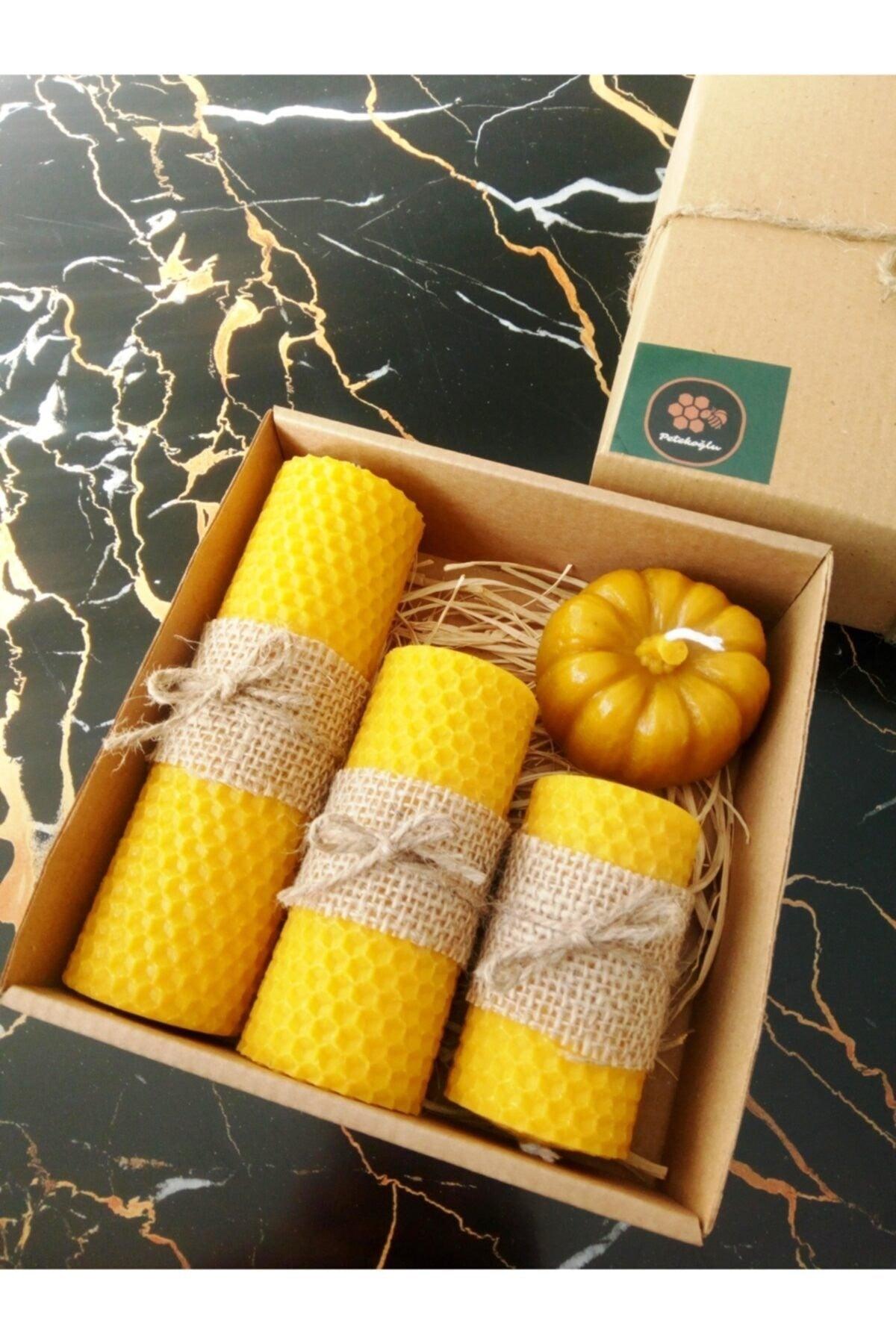 Decorative Natural Honeycomb Wax Candle Pumpkin Set - Swordslife
