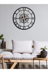 Decorative Roman Numeral Metal Wall Clock Compass Themed 45x45cm - Swordslife