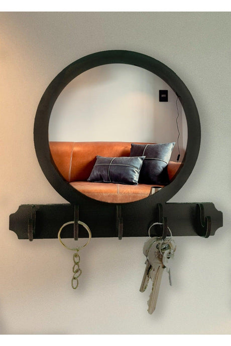 Decorative Round Mirrored Plexi Keychain Hanger Organizer Key Organizer Hanger Mdf - Swordslife