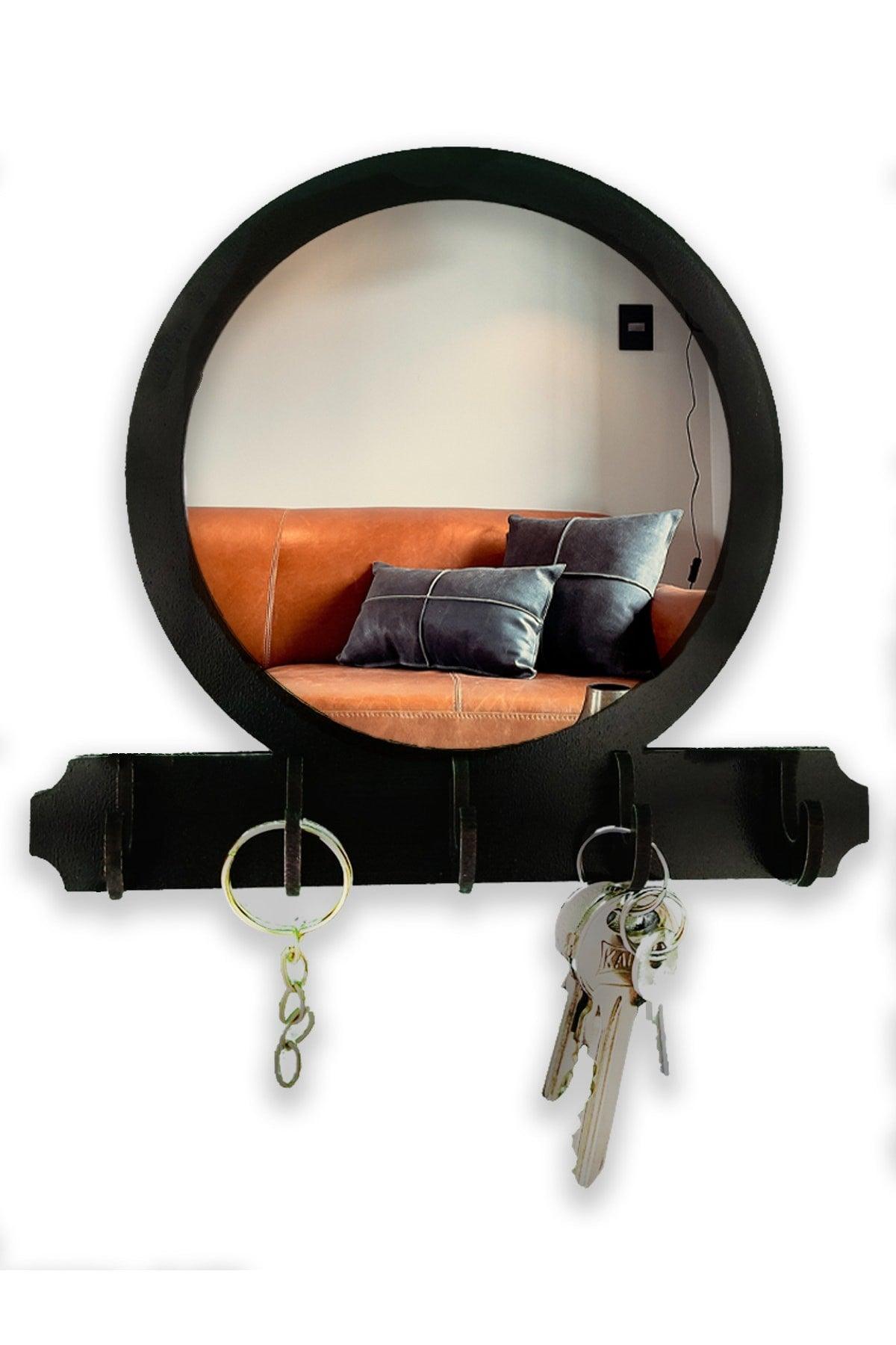Decorative Round Mirrored Plexi Keychain Hanger Organizer Key Organizer Hanger Mdf - Swordslife