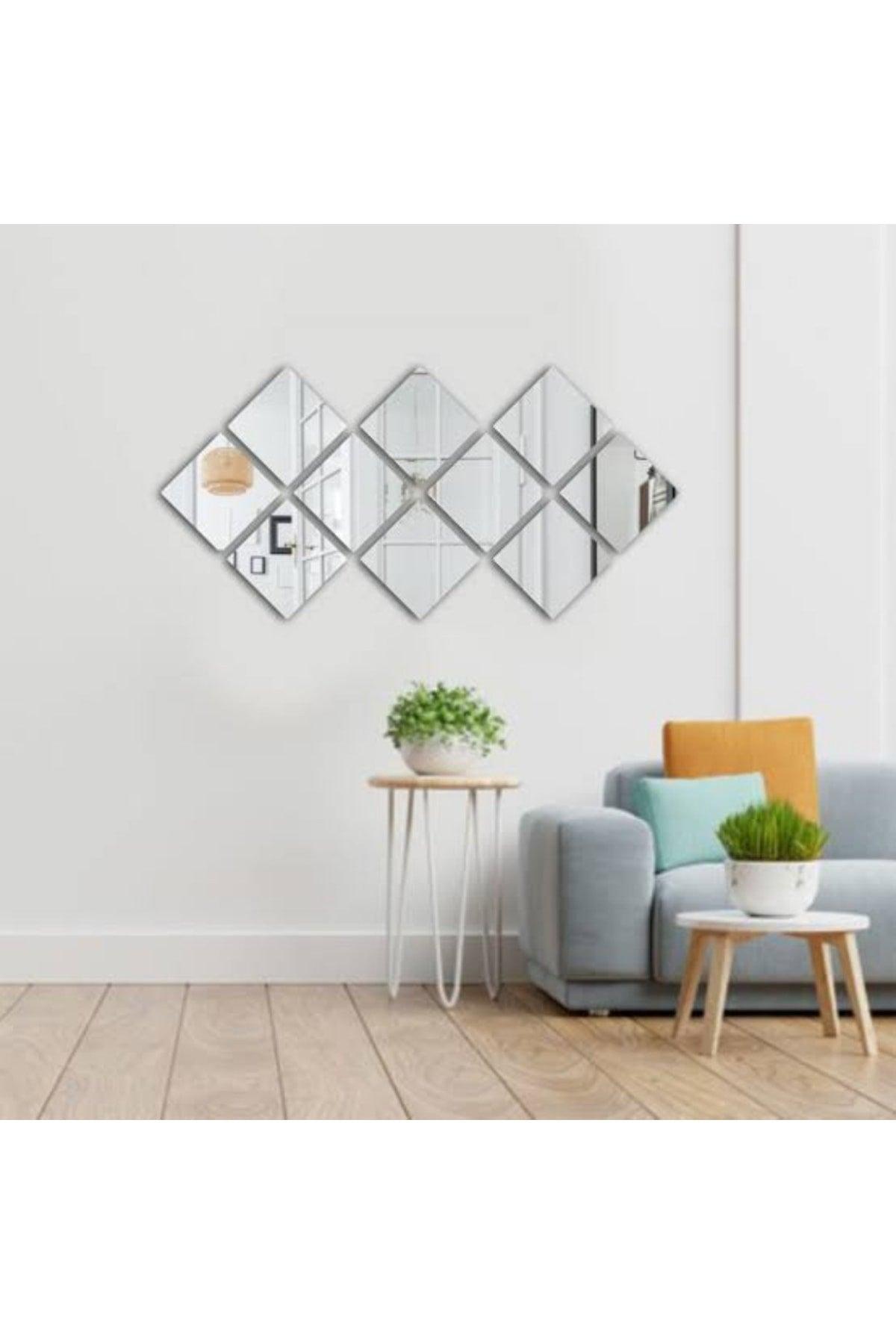 Decorative Square Silver Mirror Plexi Wall Ornament Silver (Adhesive) - Swordslife