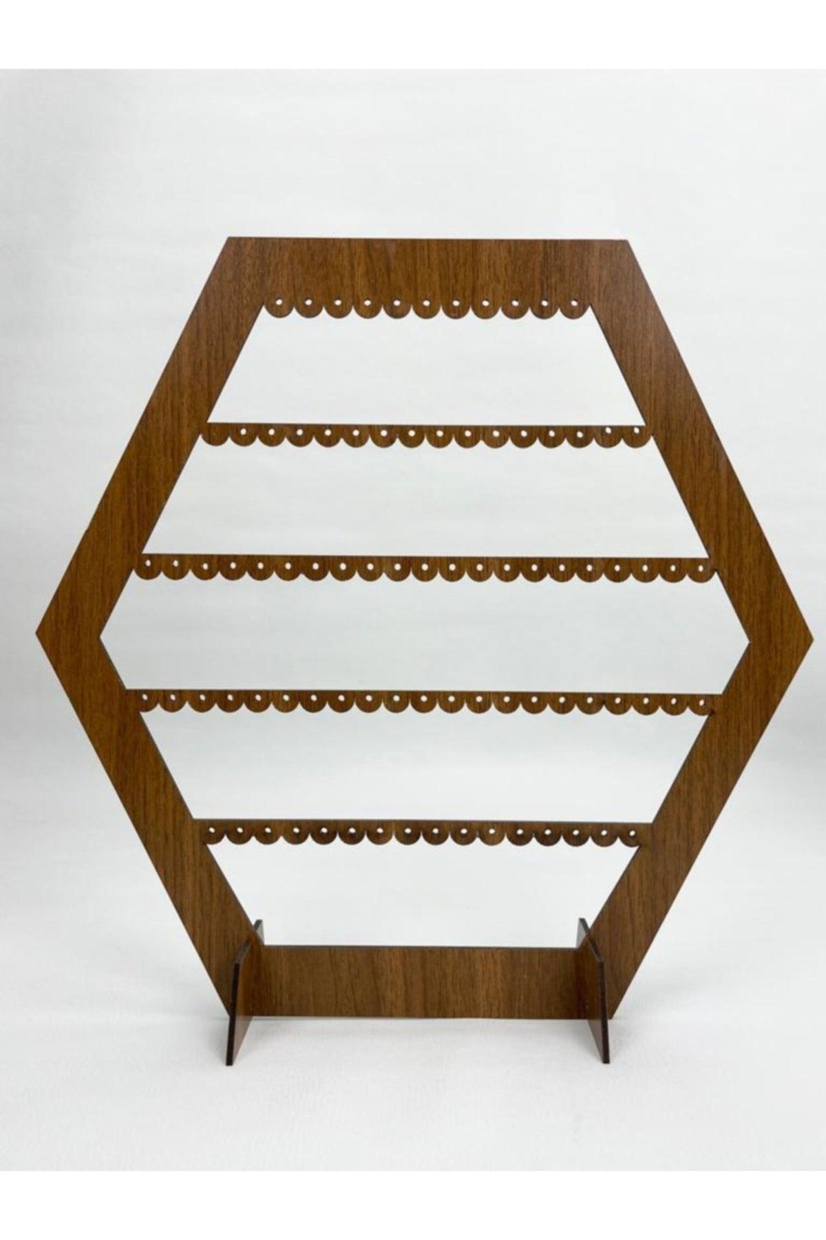 Decorative Jewelry Earring Stand Hexagonal Laser Cut, Mdf - Swordslife