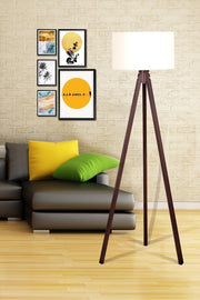 Decorative Tripod Floor Lamp Cream Head Brown Leg - Swordslife