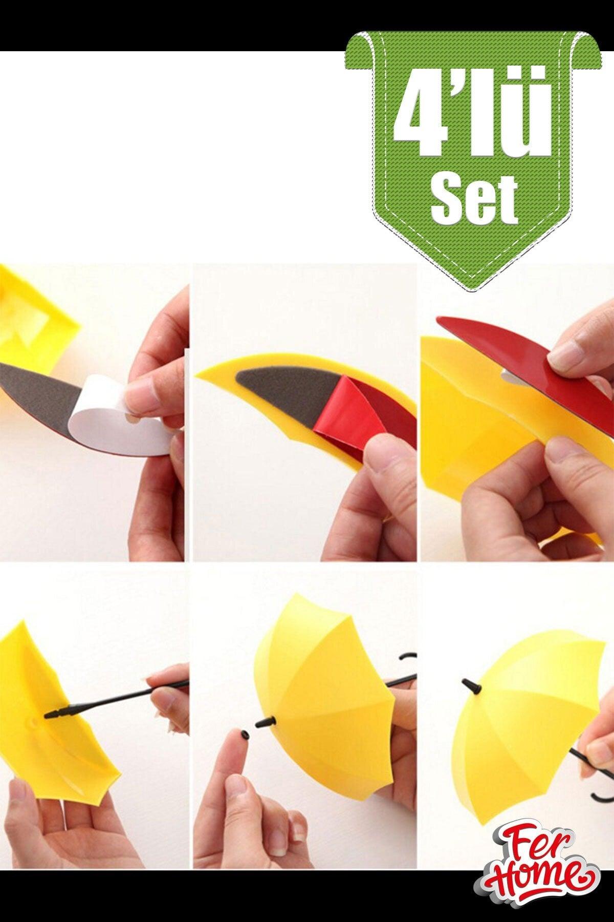 Decorative Umbrella Hanger Set of 4 Adhesive Practical Jewelry Key Accessory Home Supplies Hanger - Swordslife