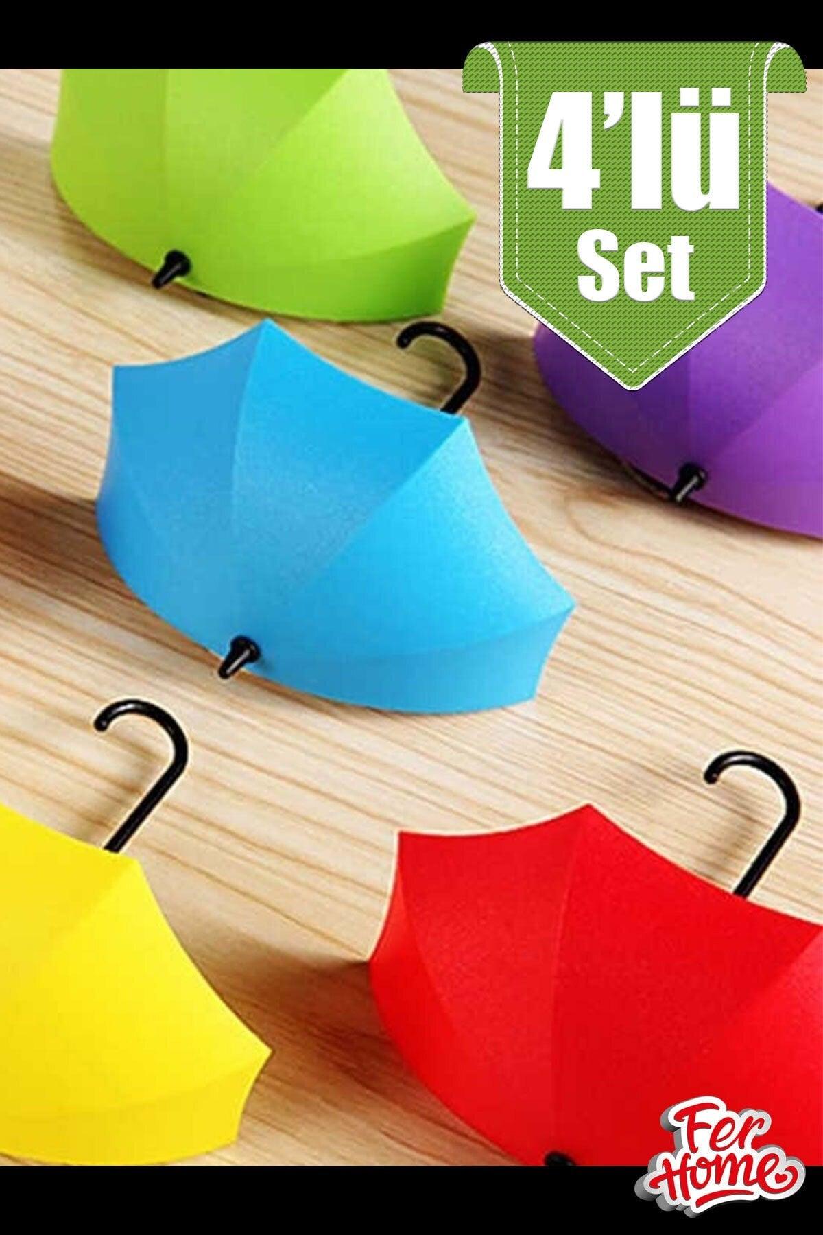 Decorative Umbrella Hanger Set of 4 Adhesive Practical Jewelry Key Accessory Home Supplies Hanger - Swordslife