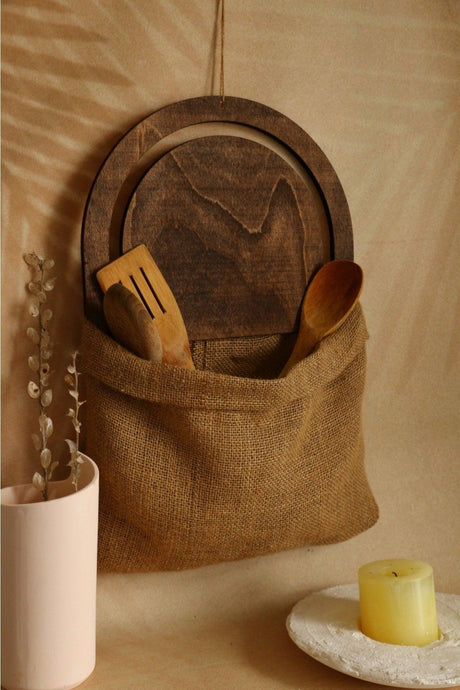 Decorative Wall Decoration-wooden Vintage Straw Sack Themed Organizer - Kitchen Decor- Wall Decor - Swordslife