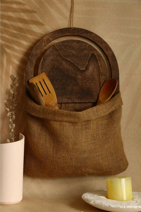 Decorative Wall Decoration-wooden Vintage Straw Sack Themed Organizer - Kitchen Decor- Wall Decor - Swordslife