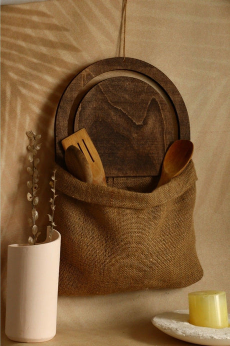 Decorative Wall Decoration-wooden Vintage Straw Sack Themed Organizer - Kitchen Decor- Wall Decor - Swordslife