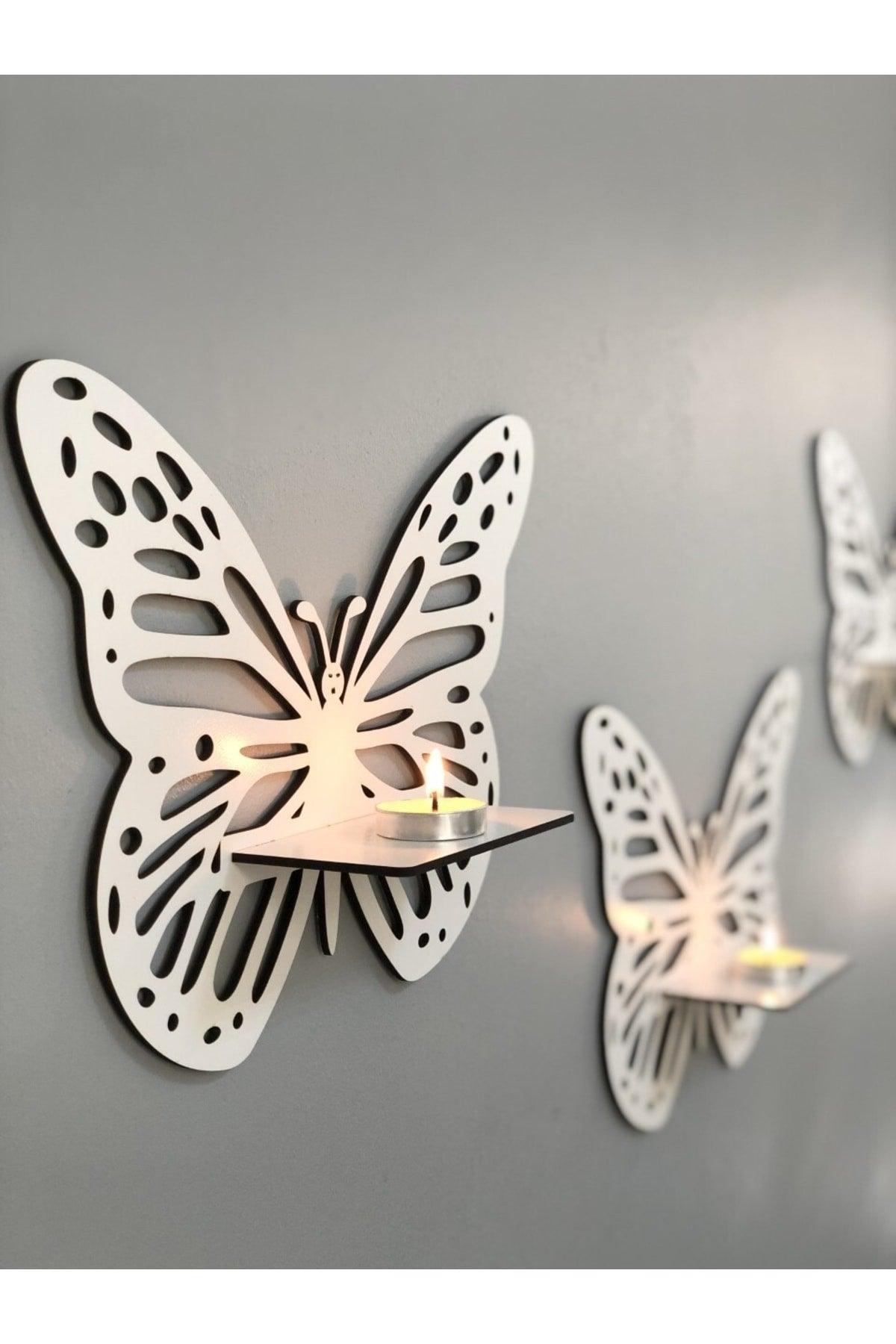 Decorative White Butterfly Wall Shelf Set of 3 - Swordslife