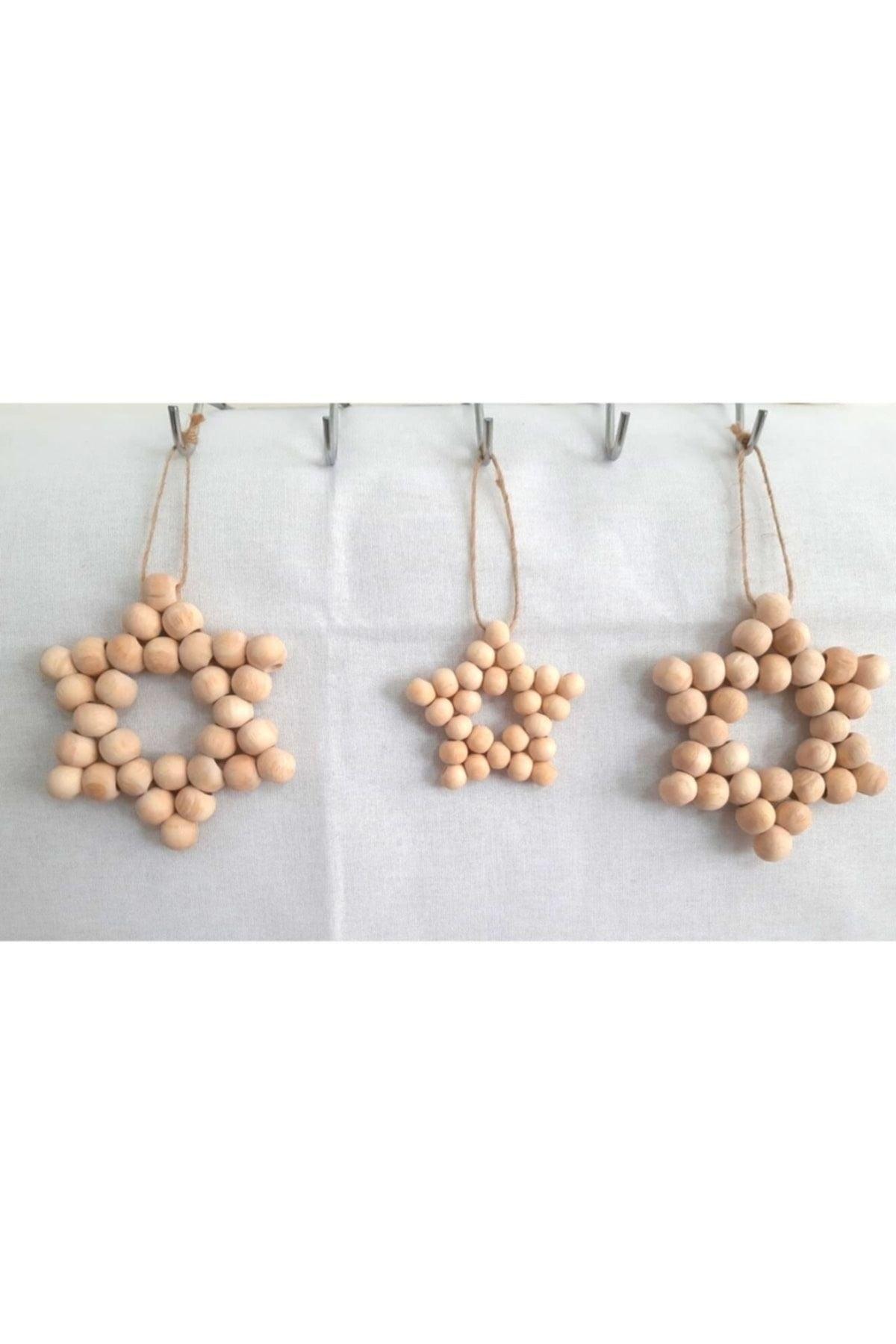Decorative Wooden Beaded Star 3 Pcs, Door Wall Kitchen Baby Room Ornament - Swordslife