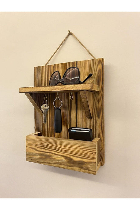 Decorative Wooden Handmade Hallway Key Hanger . Front Door Key Holder Multi-Purpose Hanger With Shelf - Swordslife