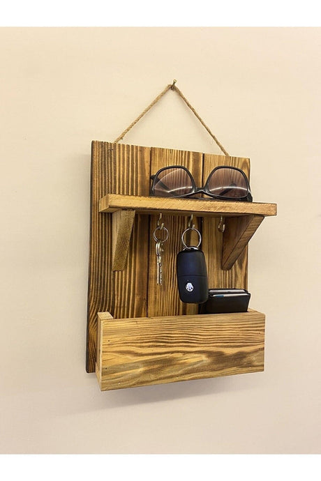 Decorative Wooden Handmade Hallway Key Hanger . Front Door Key Holder Multi-Purpose Hanger With Shelf - Swordslife