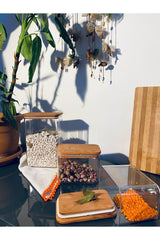 Decorative Wooden Lid Storage Container 3 Pcs. 2 Pcs. 1000 ml - 1 Pcs. 2000 ml - Swordslife