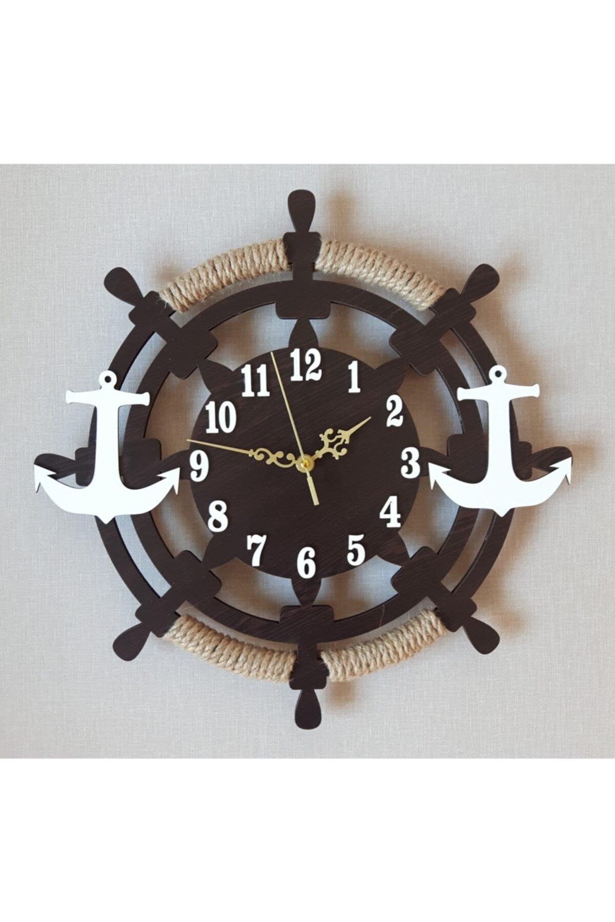 Decorative Wooden Ship Wheel Wall Clock 40 Cm - Swordslife