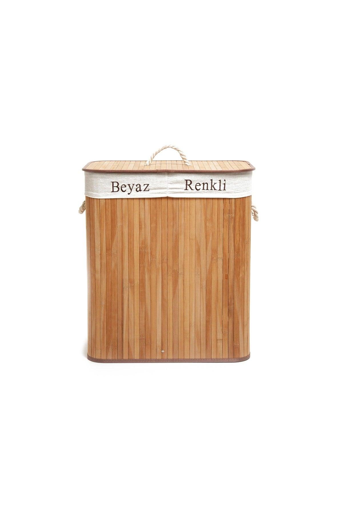 Deco&style Bamboo Natural Double Container Laundry Basket - Swordslife