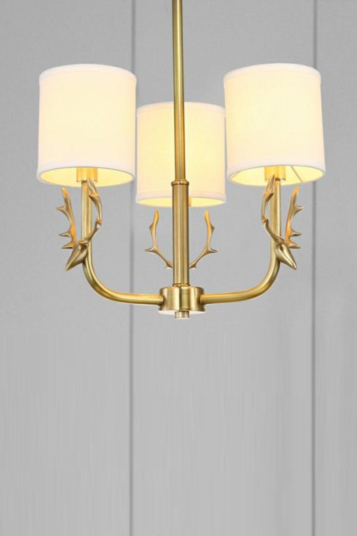 Deer Antler Modern Gold Color Cream Top Chandelier - Swordslife