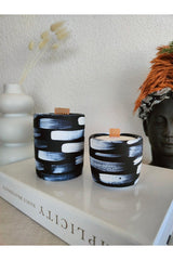 Decorative 100% Soy Wax Sandal & Amber Scented Bamboo Wick Aromatherapy Candle Black and White Set of 2 - Swordslife