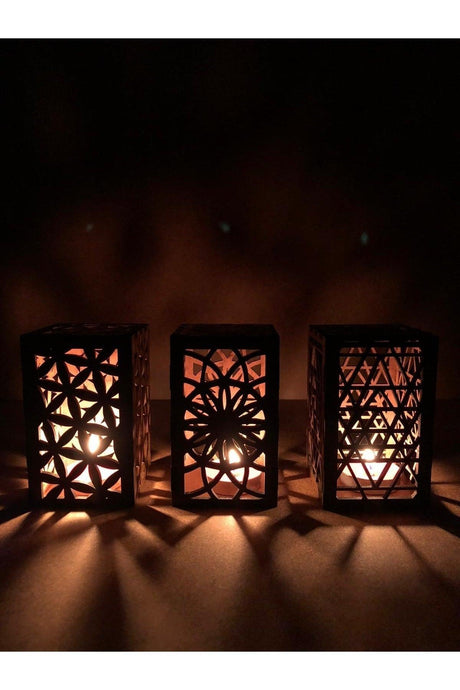 Decorative 3 Wooden Lantern Candle Holder - Swordslife