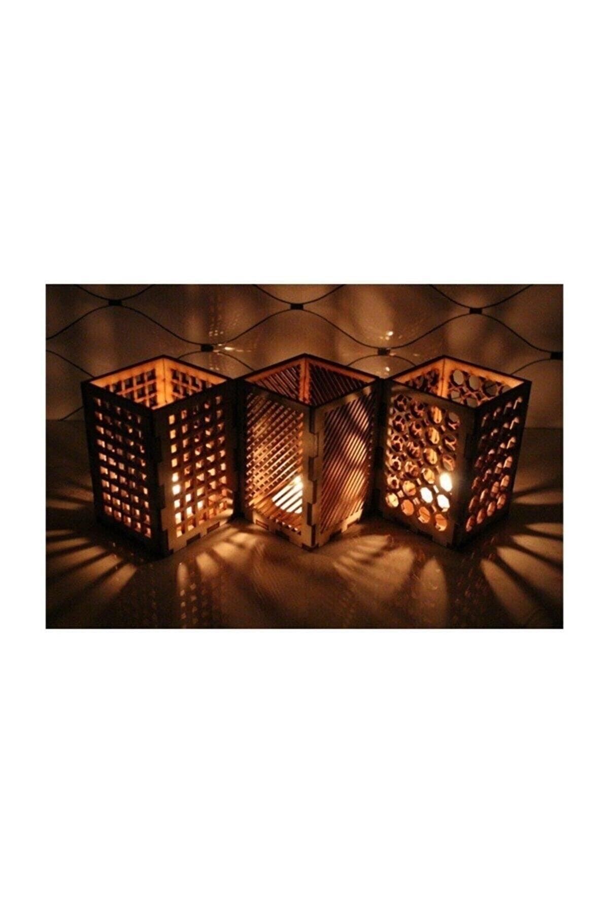 Decorative 3 Wooden Lantern Candle Holder - Swordslife