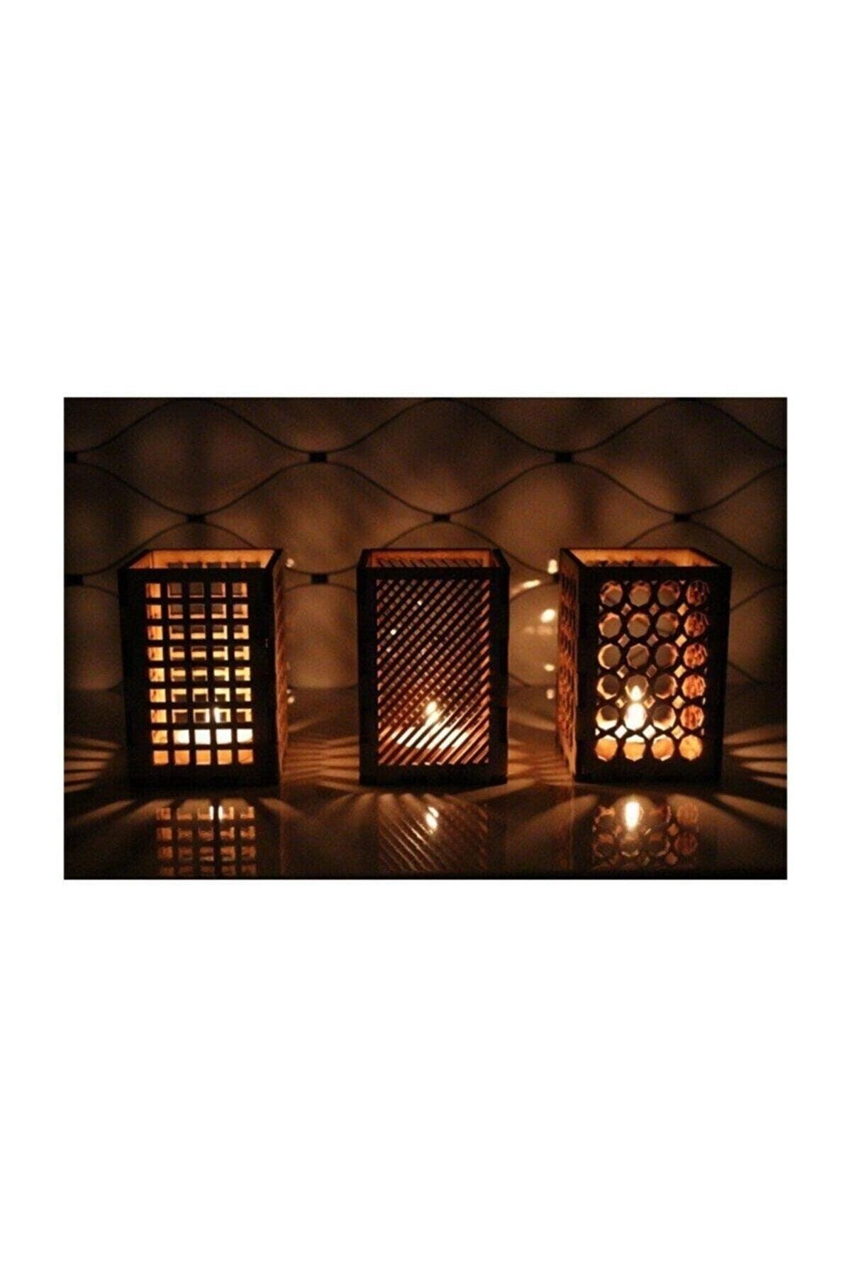 Decorative 3 Wooden Lantern Candle Holder - Swordslife