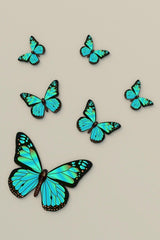 Decorative Wooden 6 Butterfly Wall Ornament Turquoise - Swordslife