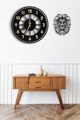 Decorative Mirrored Wall Clock 50x50cm + Lion Painting - Swordslife