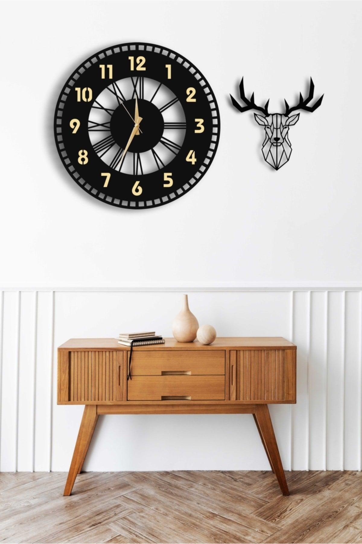 Decorative Mirrored Wall Clock 50x50cm + Deer Table - Swordslife