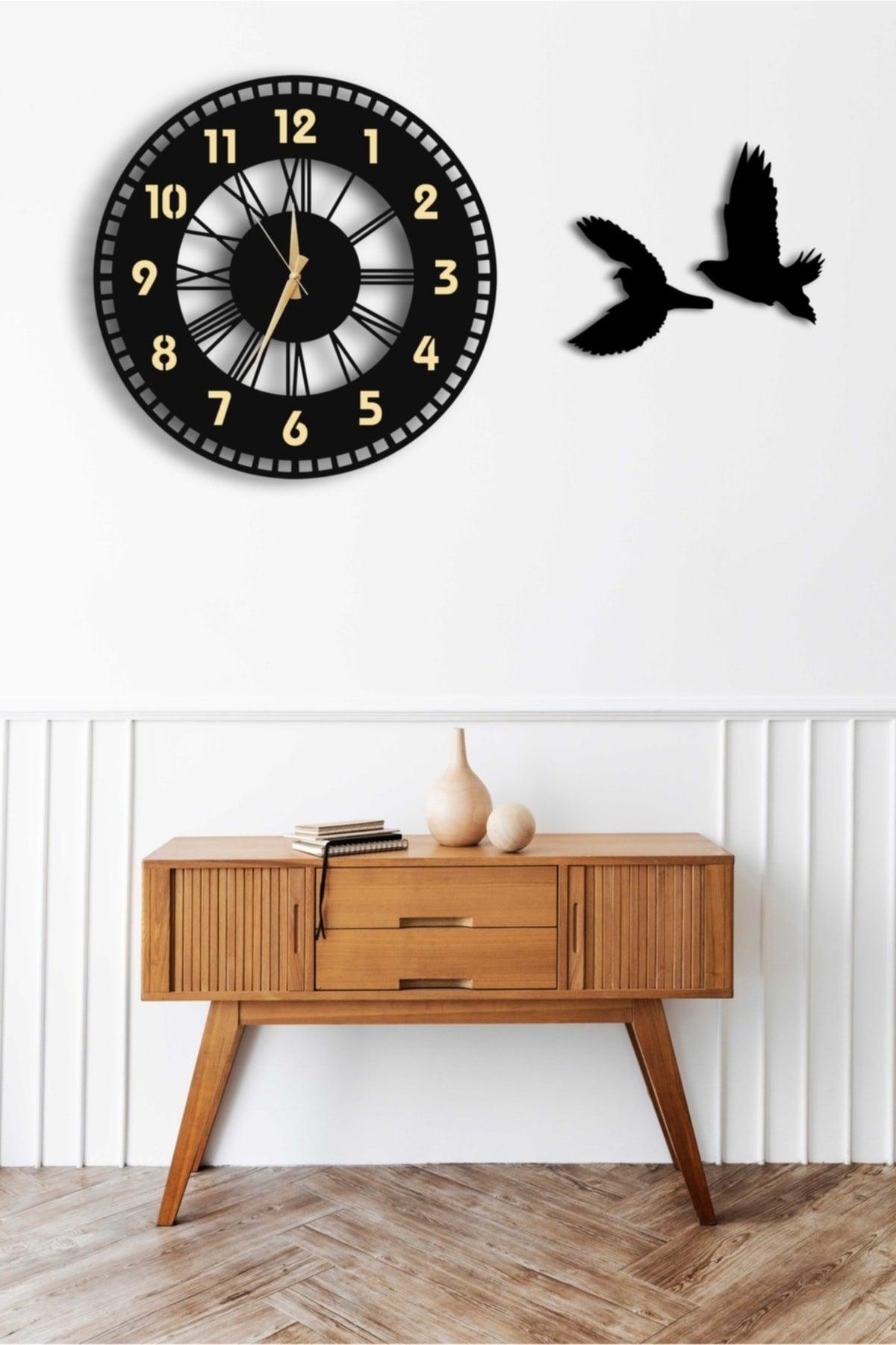 Decorative Mirrored Wall Clock 50x50cm + Bird Table - Swordslife