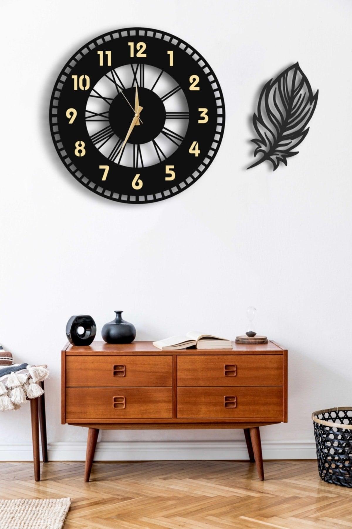 Decorative Mirrored Wall Clock 50x50cm + Leaf Table - Swordslife