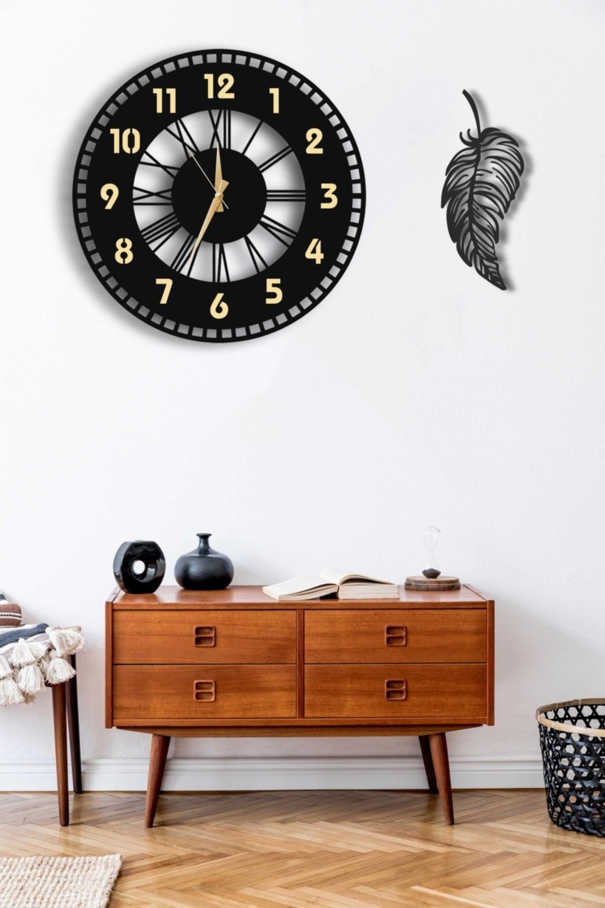 Decorative Mirrored Wall Clock 50x50cm + Leaf Table - Swordslife