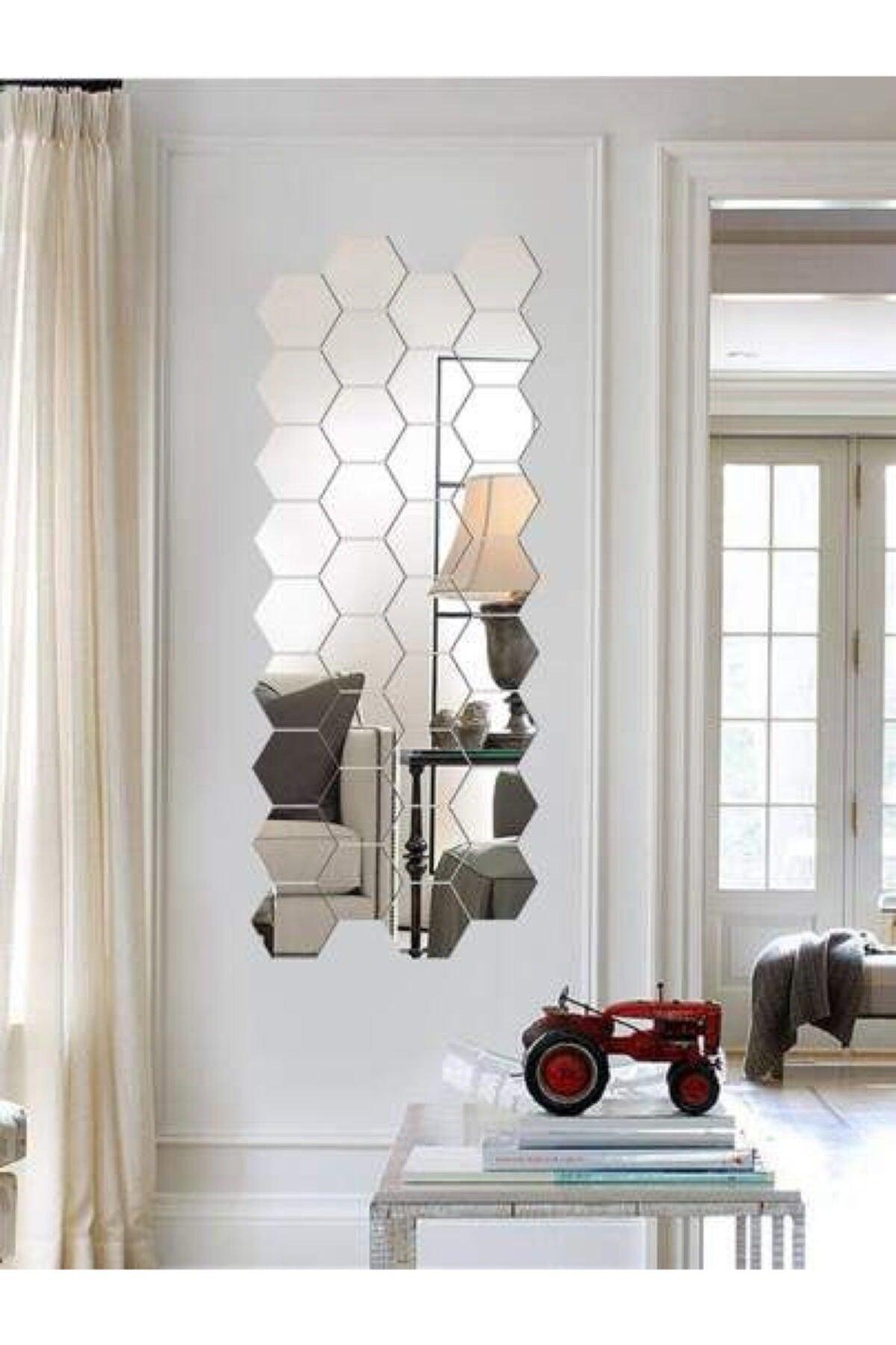 Decorative Honeycomb Plexiglass Mirror Silver Color (12 Pieces X 11 Cm X 12.5 Cm) - Swordslife