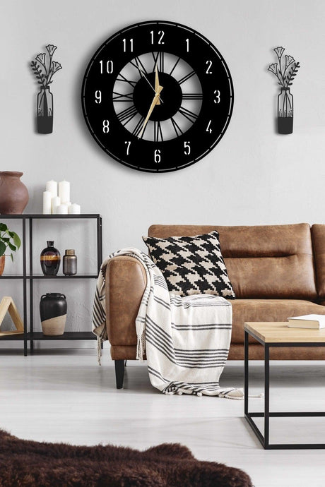 Decorative Wall Clock 50x50cm + Vase Painting - Swordslife