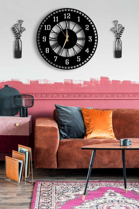 Decorative Wall Clock 50x50cm + Vase Painting - Swordslife