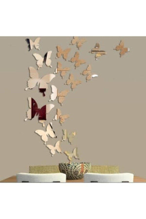 Decorative Gold Mirror Plexiglass Butterfly Wall Decoration (Adhesive) - Swordslife