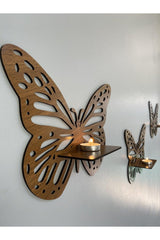 Decorative Butterfly Wall Shelf Set of 3 Walnut ButterflyWalnut - Swordslife