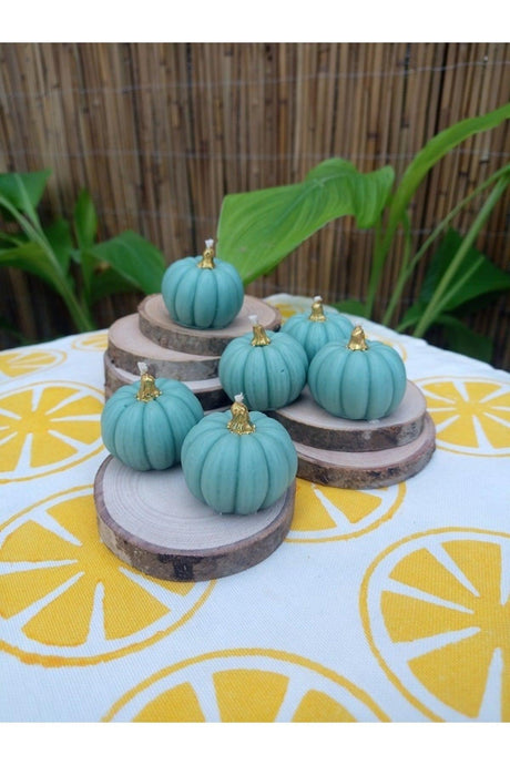 Decorative Mini Green Pumpkin Candle 6 Pieces 4*3 Cm - Swordslife