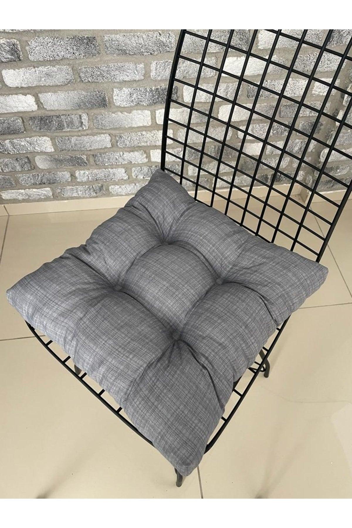 Decorative Pofidic Gray Chair Cushion Special Button Stitched Laced 40x40cm - Swordslife