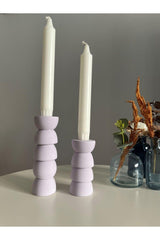 Decorative Candlestick, Lilac Color, Large Size, Terrazzo, Stone Powder, Candle Holder - Swordslife