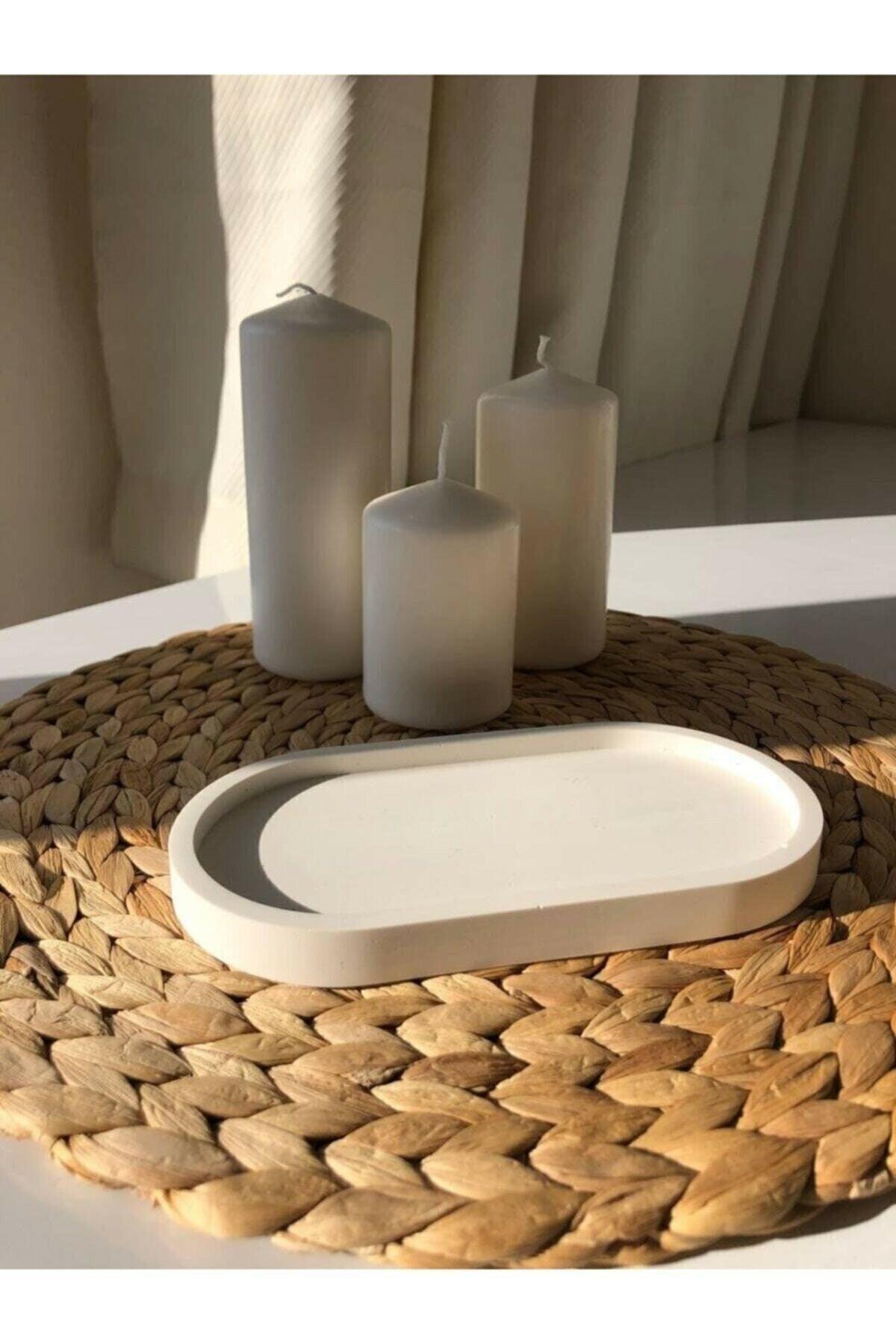 Decorative Single Oval Terrazo Candle And Pot Base Jewelry Plate Candle Plate Candle Holder Organizer - Swordslife