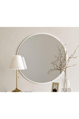 Decorative Round Mirror White 60 Cm - Swordslife