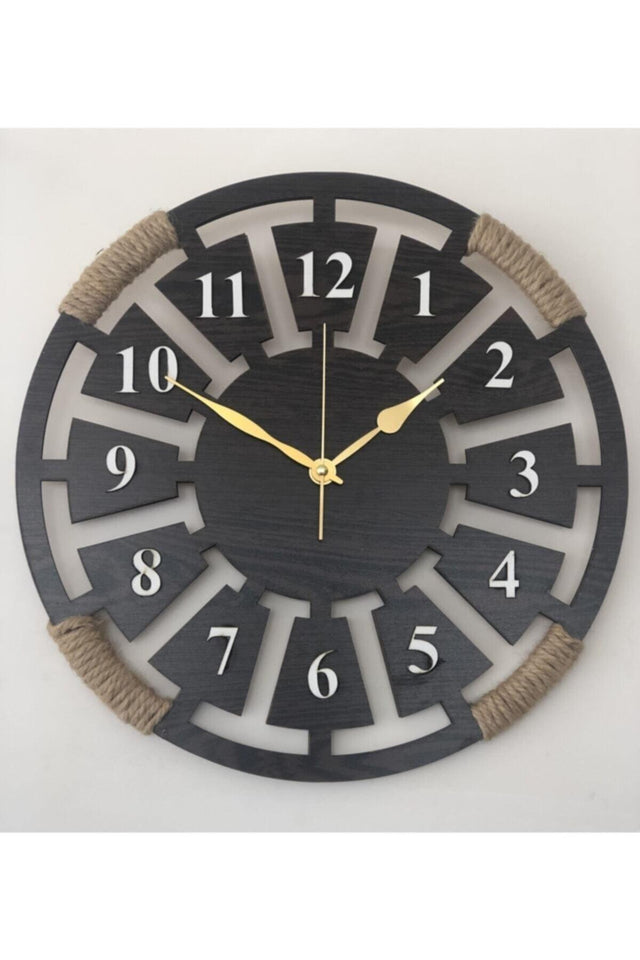 Dekoration Ahşap 3D Wanduhr - Draht Mesh Ip - Venge Farbe - Metal Scorpio Yelkovan - Swordslife