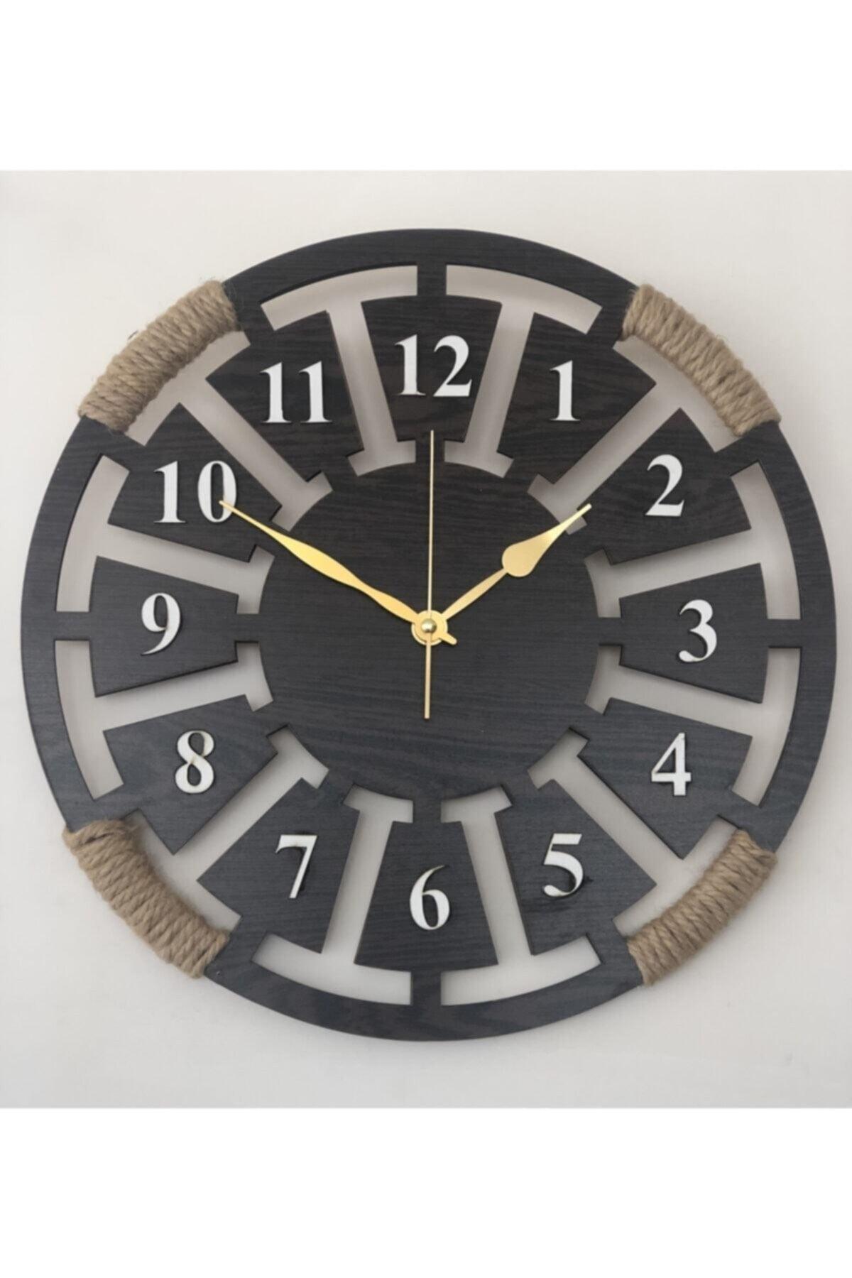Dekoration Ahşap 3D Wanduhr - Draht Mesh Ip - Venge Farbe - Metal Scorpio Yelkovan - Swordslife