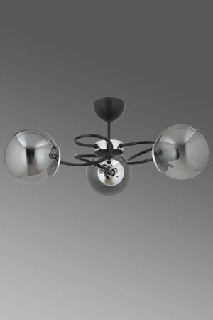Narin 3 Piece Modern Smoked Globe Glass Plafonier Chandelier - Swordslife