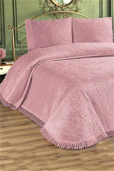 Deep Double Bedspread, Velvet Dowry Bedspread Double - Powder - Swordslife