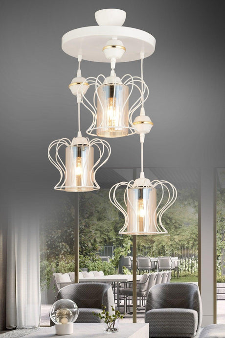 Derya Pendant Lamp 3 Piece White Modern Downward Facing Chandelier - Swordslife