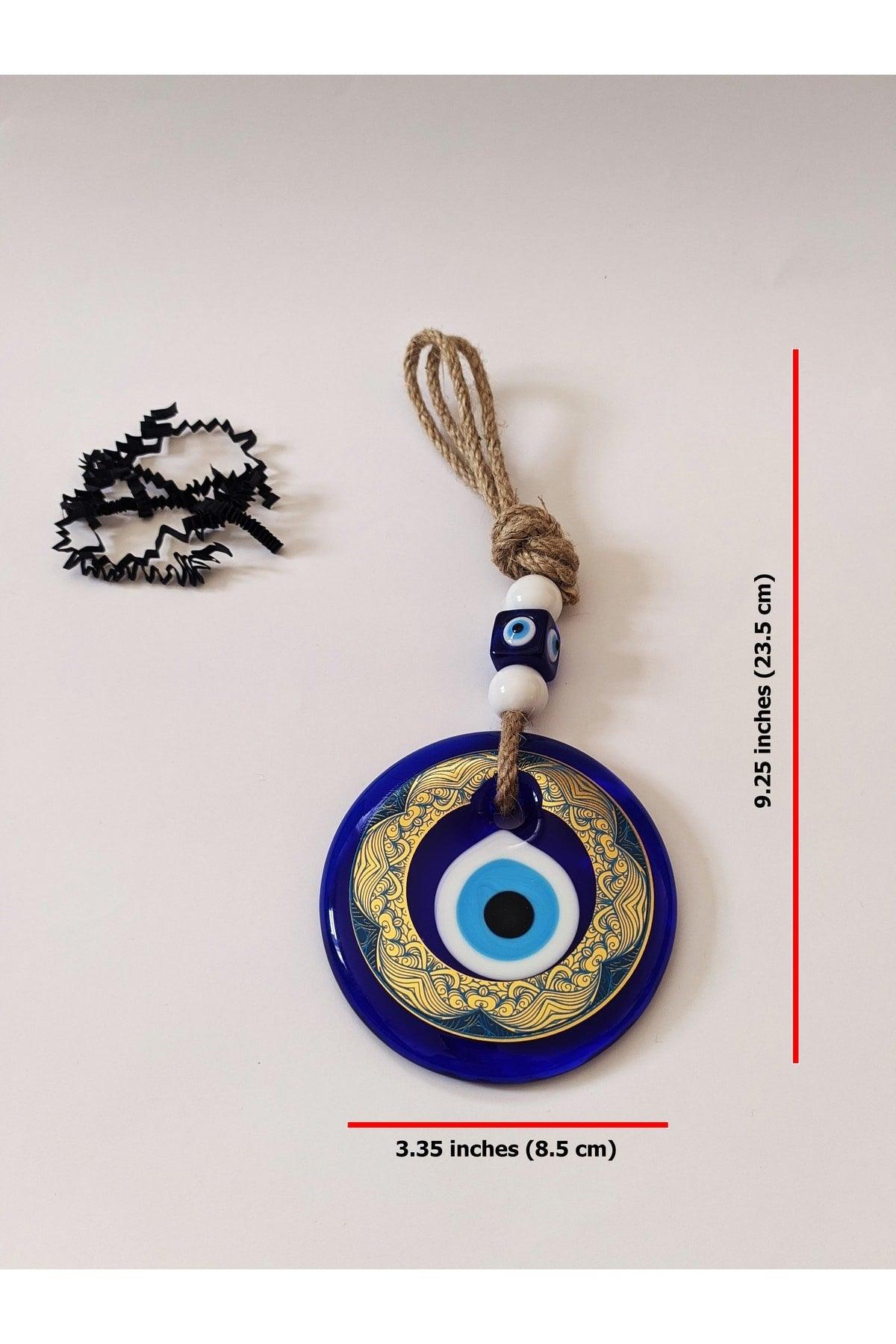 Patterned, Straw Thread 8x8 Cm Glass Evil Eye Beads Wall Ornament - Swordslife