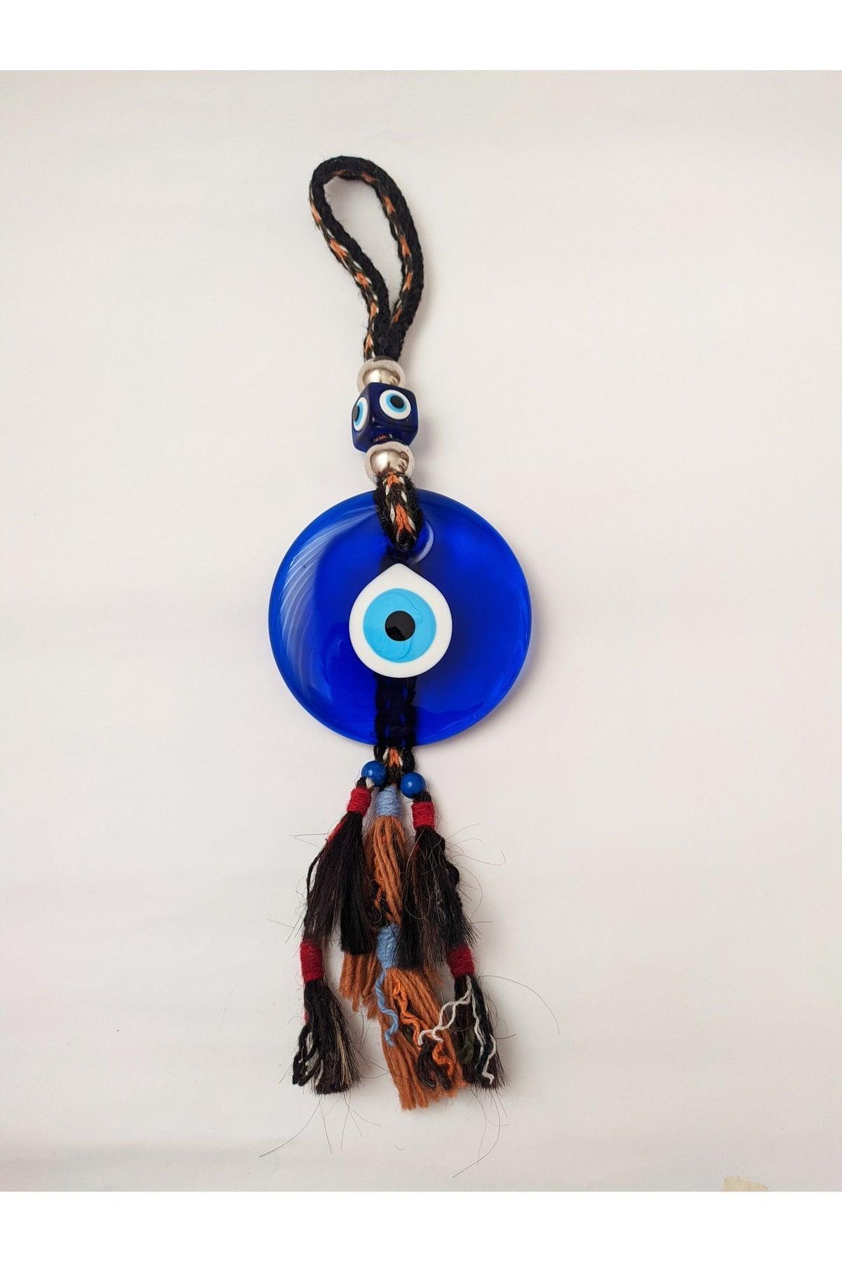 Patterned, Felt Thread 10x10 Cm Glass Evil Eye Bead Wall Ornament - Swordslife