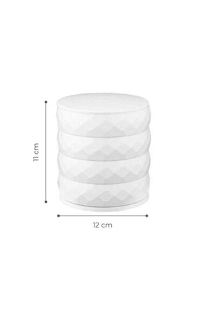 Diamond 4 Tier Rotating Cylinder Jewelry Organizer White - Swordslife