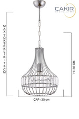 Diamond Crystal Stone Silver Chrome Single Pendant Lamp Chandelier - Çakır Chandelier - Swordslife