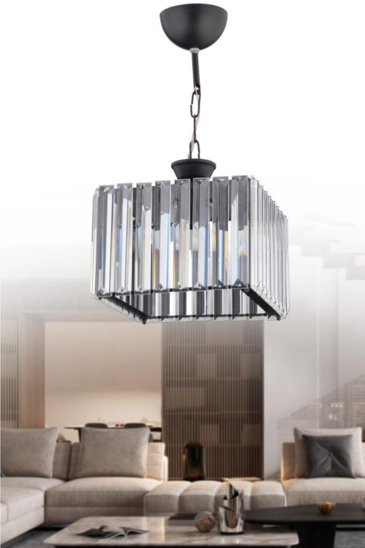 Diamond Single Square Black Case Stone Chandelier - Swordslife